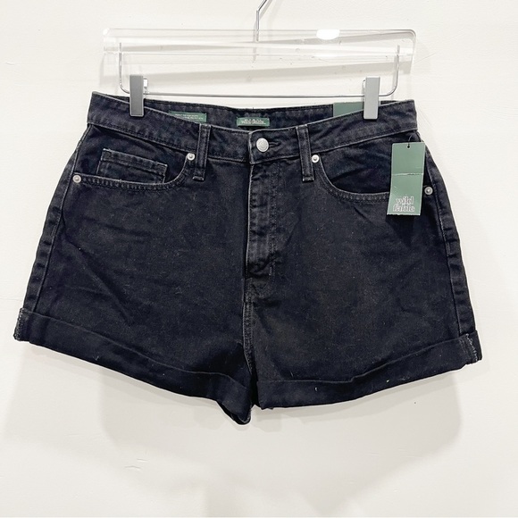 Wild Fable Highest Rise Mom Shorts in Black Cuffed Cotton - Picture 2 of 10